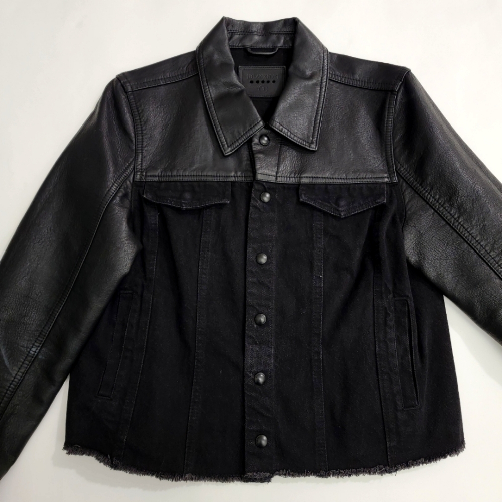 BLANKNYC Black Faux Leather & DENIM Jacket.